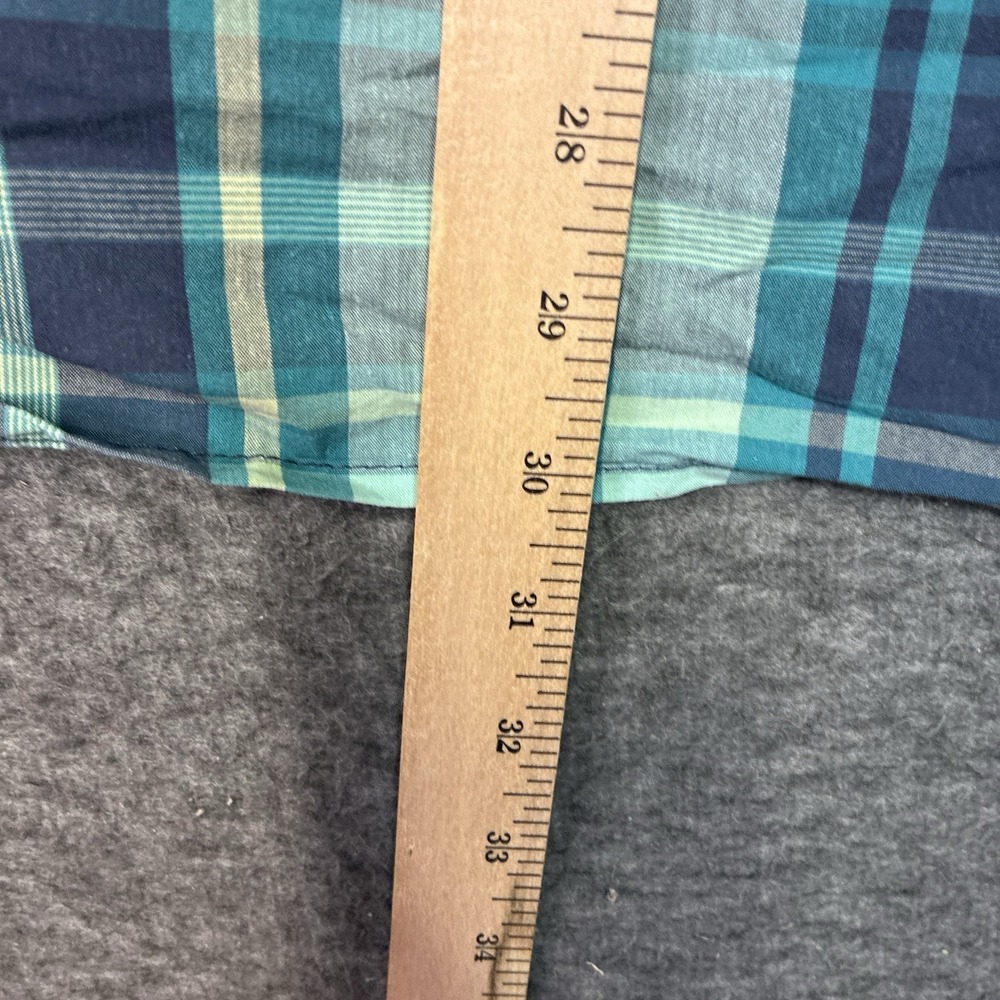 Wrangler ATG Shirt Mens XL Blue Gray Plaid Short Sleeve Button Up Outdoor Zip - Picture 9 of 10